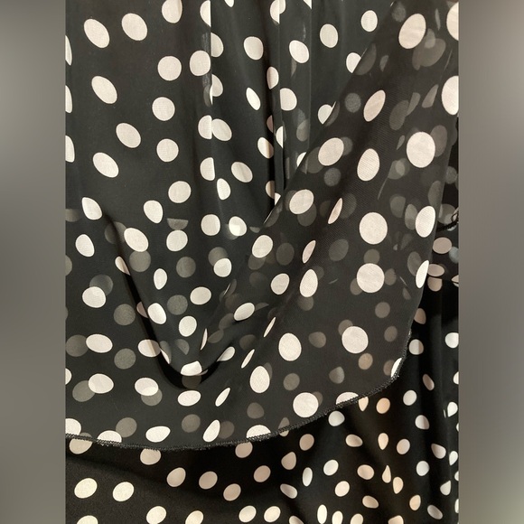 EUC Roz & Ali 3x Black White Polka Dot Flutter Sleeve Blouse 11087 - Picture 8 of 8